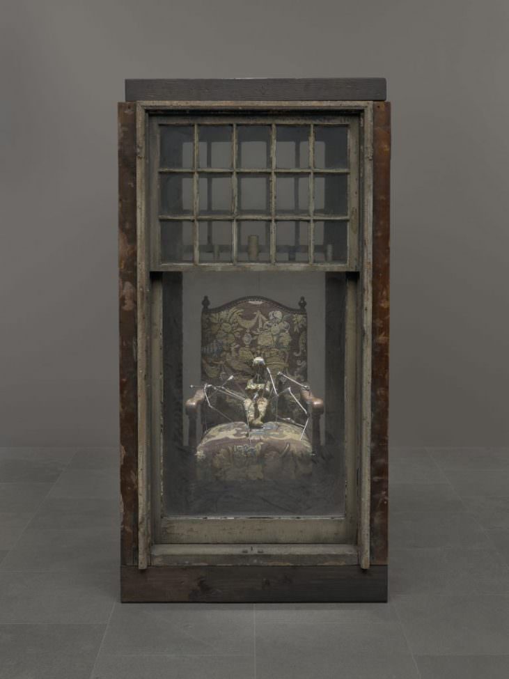 Louise Bourgeois: Untitled 1996, cloth, bone, rubber, steel